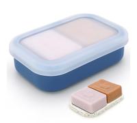 AIDIMMING Enhanced Leakproof Travel Soap Case, Shatter-Proof & Slip-Resistant Silicone Shampoo Bar Holder, Large Container With Draining Layer-Soap Saver Pad (Clear & Blue)