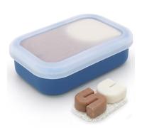 AIDIMMING Enhanced Leakproof Travel Soap Case, Shatter-Proof & Slip-Resistant Silicone Shampoo Bar Holder, Large Container With Draining Layer-Soap Saver Pad (Clear & Blue)