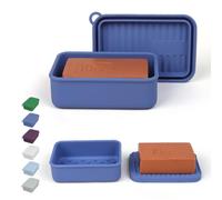AIDIMMING Extra Large Leak Proof Silicone Travel Soap Case - for Extended Trips, Camping, Outdoor Adventures, or Truck Drivers, Perfectly fits 10-Ounce Duke Cannon Soap Bar (Deep Blue)