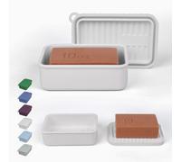 AIDIMMING Extra Large Silicone Soap Case for 10oz Duke Cannon Bar Soap - Leakproof Travel Soap Holder with Self-Draining Lid - Large Capacity, Durable, Impact-Resistant, Stain-Resistant (Milky White)