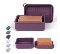 AIDIMMING Jumbo Silicone Travel Soap Case for Shampoo & Conditioner Bar Set - Holds Large or Multiple Small Handmade soap Bars, Moisture-Proof and Leakproof Design Keeps soap Dry (Deep Purple)