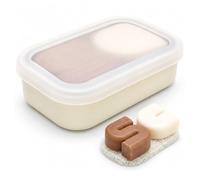 AIDIMMING Large Clear Lid Travel Soap Case, Leak-Proof Shampoo Bar Holder for Shampoo and Conditioner Bar Set, Container with Drain Pad for Oversized Handmade Bars, Travel Gym Camping, Clear&Offwhite