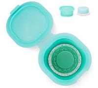 AIDIMMING Shampoo Bar Holder,Travel Soap Case is Perfect for Holding Round Soap, Silicone Soap Bar Container with Drainage Pad, Bar Soap Box with Lid (Green)