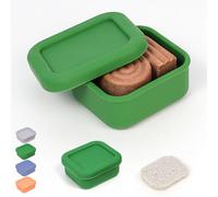 AIDIMMING Small Silicone Travel Soap Case for Bar Soap - Leakproof Portable Soap Dish with Drainage for Kitsch Shampoo, Conditioner, Dove Soap Bars - Ideal for Travel, Gym, Camping (Deep Green)