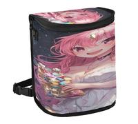 aidingzhi 100% Leak-Proof Foldable Leather Trash can Portable car Accessories for Women Interior for Women Men Road Trip Essentials 6L - Cute Peach Cartoon Anime Girl