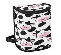 aidingzhi 100% Leak-Proof Foldable Leather Trash can Waterproof Garbage can for Back seat for Women Men Road Trip Essentials 6L - Cute Cow Black White Pink