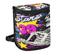 aidingzhi 100% Leak-Proof Foldable Tiny Trash can Waterproof can with lid and Storage Fit for All Cars 6L - 80s 90s Skull Shining Stars Graffiti