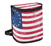 aidingzhi 100% Leak-Proof Foldable Trash can and Leak-Proof & Spill-Proof Garbage can for car for SUV, Truck & Minivan 6L - Vintage Style Tea Stained Betsy Ross Flag