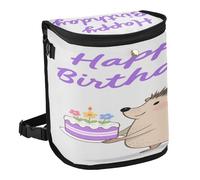 aidingzhi 100% Leak-Proof Foldable Trash can Small Portable Garbage Container bin for car for SUV, Truck & Minivan 6L - Happy Birthday Hedgehog