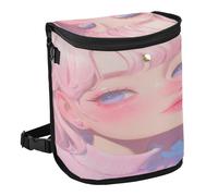 aidingzhi 100% Leak-Proof Foldable Van Trash can Leak-Proof & Spill-Proof can with lid and Storage for Women Men Road Trip Essentials 6L - Cute Peach Anime Girl