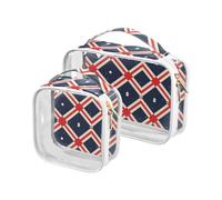 aidingzhi 2 Pack clear large toiletry bag TSA approved transparent makeup brush bag Men’s shaving kit Geometric Pattern Blue Red White, geometric pattern blue red white