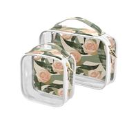 aidingzhi 2 Pack clear makeup and toiletry TSA approved waterproof small makeup bag shaving essentials Rose Velvet Ribbon Olive Green and Sand_34185, Rose Velvet Ribbon Olive Green and Sand_34185