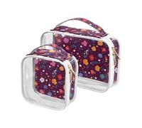 aidingzhi 2 Pack clear men toiletry bag TSA approved reusable travel makeup bags Men’s shaving kit Simple Spring Fresh Floral Burgundy, simple spring fresh floral burgundy