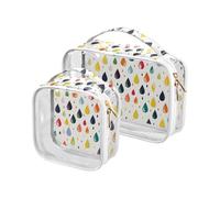 aidingzhi 2 Pack clear mens toiletry travel bag TSA approved waterproof large cosmetic bag travel essential Colorful Flat Raindrops, Colorful flat raindrops