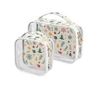 aidingzhi 2 Pack clear small toiletry bag TSA approved multifunctional bags for women travel essential Merry Christmas Elements, Merry Christmas elements