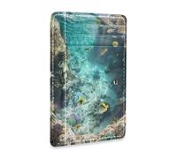 aidingzhi 3d Underwater Scenery Tropical Fish leather mens small wallet ultra slim with money clip RFID Blocking small wallet for cards for men&women