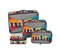aidingzhi 4 Pcs set organizer for travel Mesh Travel Essentials expandable cubes for travel women - Chess Set Color Painting