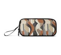 aidingzhi Abstract Pattern Of Stripes Brown Black Nylon School Supply Pencil Bag Large Capacity Zipper Mesh Pencil Case Stationery Organizer for Preppy School Girls