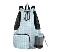 aidingzhi Abstract Strips Plaid Blue Drawstring Backpack For Swim Cinch Sacks With Inside Pockets Wet and Dry Separation