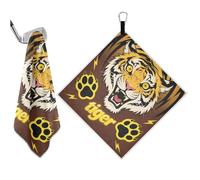 aidingzhi Angry Tigers Anime microfiber towel Waffle Pattern, Ultra-Absorbent golf towel funny with Carabiner Clip, 18"x18" golf accessories for men