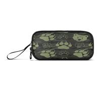aidingzhi Animal Footprint Bear Brown Green Nylon Pen Storage Bag Big Capacity Art Pencil Case School Stationery for Elementary Kids