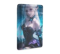 aidingzhi Anime White Hair Fox leather slim card wallet With ID Window RFID Blocking card case for men&women