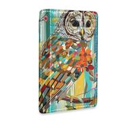 aidingzhi Barred Owl Stained Glass leather wallet men slim with money clip RFID Blocking card holder wallet for men&women