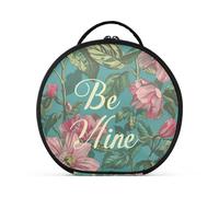 aidingzhi Be Mine Floral William Morris Style Teal Peach Cosmetics Bag Travel-Size Accessories Zipper Travel Bags For Women with adjustable dividers 11 IN