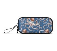 aidingzhi Beauty animal sea Blue Sea Animals Nylon Storage Pen Case Pencil Bag Big Capacity Large Pencil Case Stationery Organizer for Middle School Man