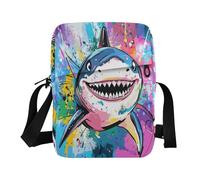 aidingzhi Beauty Shark Colorful Watercolor messenger bags for women men shoulder bag Women's Purses Adjustable Strap for School Outdoor Daily