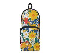aidingzhi Beauty Spring Flowers Colorful Vivid Nylon 3 Compartments Pen Pencil Bag study&multifunctional Pencil Case For High School Stationery for Elementary