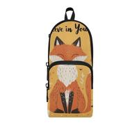 aidingzhi Believe in Yourself Fox Nylon 3 Compartments Pencil Bag For Teens Large Capacity Slot Pencil Case Stationery Organizer for High School