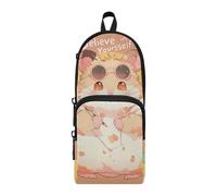 aidingzhi Believe in Yourself Hamster Nylon 3 Compartments Pencil Bag School Supplies Large Capacity Pencil Case For College School Stationery for School supplies