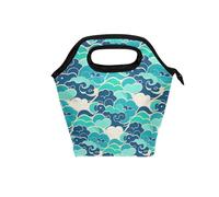 aidingzhi big lunch bags for women with Curved handle cooler lunch box Waterproof cooler bag for Office Travel Chinese Culture Cloud Pattern