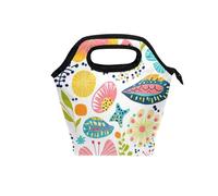 aidingzhi big lunch bags for women with Curved handle lunch box containers Reusable cooler bags for Picnic Travel Summer Flowers Simple Fresh