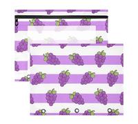 aidingzhi Binder Multi-Purpose Storage Bag for 3 Rings Binder 2 Pack Teacher Home Purple White Striped Grape Fruit