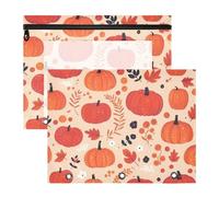 aidingzhi Binder pencil pouches 3-Holes Storage Bag for A4 Paper Letter 2 Pack Students Classroom Supplies Autumn Pumpkin