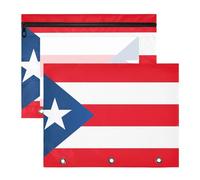 aidingzhi Binder pencil pouches Adorable 3 Hole Pocket for A4 Paper Letter 2 Pack Students Office Puerto Rico Flag Puerto Rican National Red
