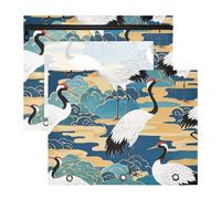 aidingzhi Binder pencil pouches Portable Pen Holder Case for A4 Paper Letter 2 Pack Teacher College Supplies Chinese Retro Cloud Crane Blue