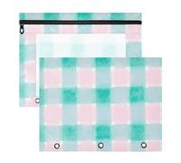 aidingzhi Binder pencil pouches With Smooth Zippers Storage Bag for 3 Rings Binder 2 Pack Students School Supplies Pastel Green Plaid Peach