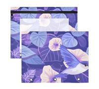 aidingzhi Binder pencil poucheses Portable Pen Holder Case for 3 Rings Binder 2 Pack Students Storing School Students Teacher Supplies Cartoon Purple Morning Glory Flowers Birds