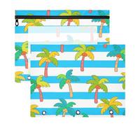 aidingzhi Binder pencil poucheses Sturdy Storage Bag for A4 Paper Letter 2 Pack Teacher Home Blue White Striped Coconut Palm