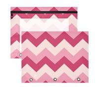 aidingzhi Binder pencil poucheses With Smooth Zippers Plastic File Folder for A4 Paper Letter 2 Pack Teacher Class Cartoon Childish Zigzag Pattern Pastel Peach