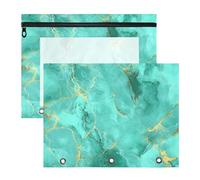 aidingzhi Binder Pouches Sturdy Pocket Folders for 3 Rings Binder 2 Pack Teacher College Supplies Pale Greenish-gold Marble Texture