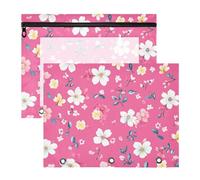 aidingzhi Binder Pouches With 3 Reinforced Grommets 3 Rings Pocket for A4 Paper Letter 2 Pack Students Office Peach Spring Flowers Floral