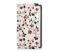 aidingzhi Black Brances Red Blooms Pu Leather Car Registration & Insurance Card Holder Automobile Wallet Case Organizer for Essential Document, Driver License, Cards