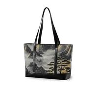 aidingzhi Black Gold Chinese Landscape essentials office bags for women with zipper work bag with laptop for Travel Essentials Beach Gifts Birthday Gifts for Women with tablet
