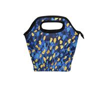 aidingzhi black lunch bag with Curved handle lunch box for work Leakproof small cooler bags insulated for Beach Travel Leopard Print Blue Godlen