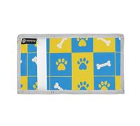 aidingzhi Blue and Yellow Paw Prints Bones trifold trifold wallets for womens minimalistic casual trifold wallets with lanyard Christmas presento