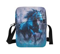 aidingzhi Blue Galloping Horse messenger bags Small Crossbody Bags Shoulder Handbags Adjustable Strap for outdoor sports business